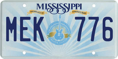 MS license plate MEK776
