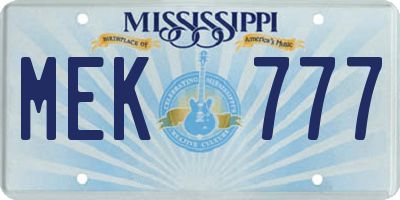 MS license plate MEK777
