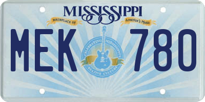 MS license plate MEK780