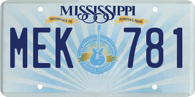 MS license plate MEK781
