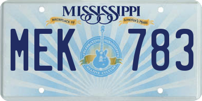 MS license plate MEK783