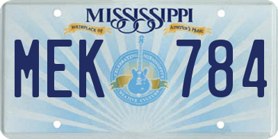 MS license plate MEK784