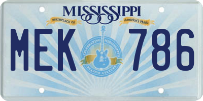 MS license plate MEK786