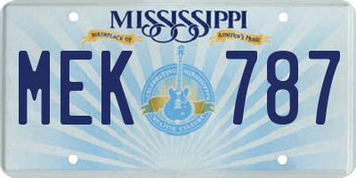 MS license plate MEK787