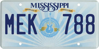 MS license plate MEK788
