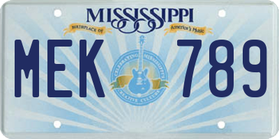 MS license plate MEK789