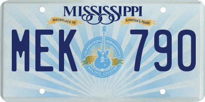 MS license plate MEK790