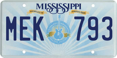 MS license plate MEK793
