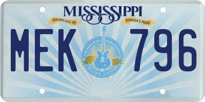MS license plate MEK796
