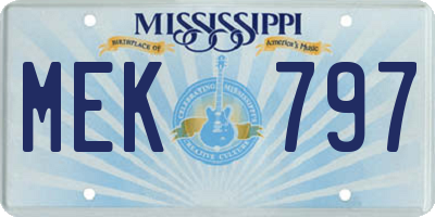 MS license plate MEK797