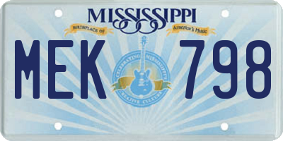 MS license plate MEK798
