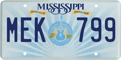 MS license plate MEK799
