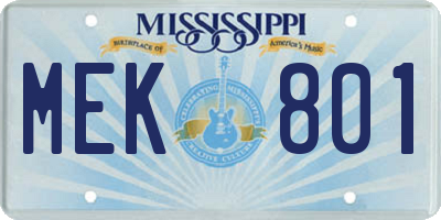 MS license plate MEK801