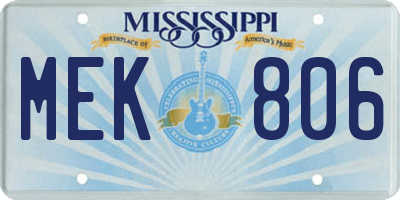 MS license plate MEK806