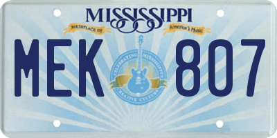 MS license plate MEK807