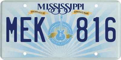 MS license plate MEK816
