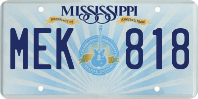MS license plate MEK818
