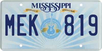 MS license plate MEK819
