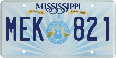 MS license plate MEK821