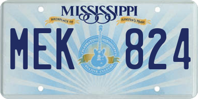 MS license plate MEK824