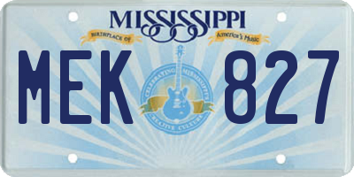 MS license plate MEK827