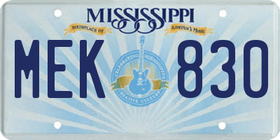 MS license plate MEK830