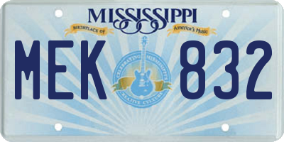 MS license plate MEK832