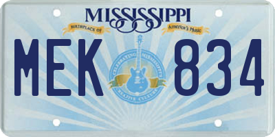 MS license plate MEK834