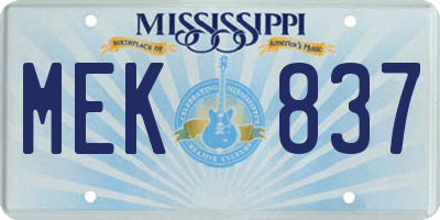 MS license plate MEK837