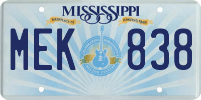 MS license plate MEK838