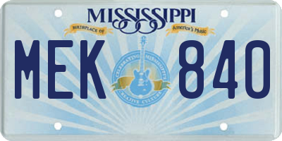MS license plate MEK840