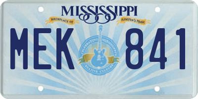 MS license plate MEK841