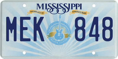 MS license plate MEK848