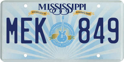 MS license plate MEK849