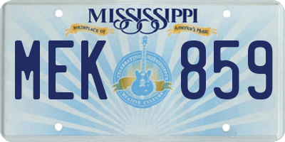 MS license plate MEK859