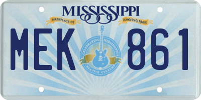 MS license plate MEK861