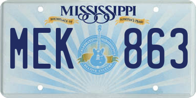 MS license plate MEK863