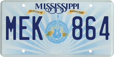 MS license plate MEK864