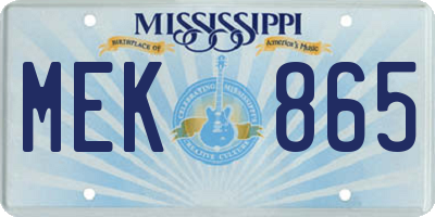 MS license plate MEK865