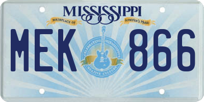 MS license plate MEK866