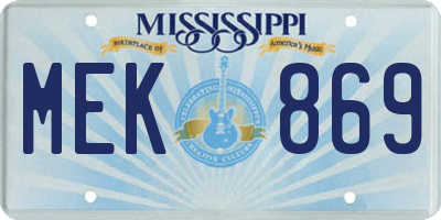 MS license plate MEK869