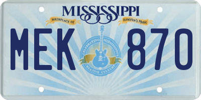 MS license plate MEK870