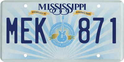 MS license plate MEK871