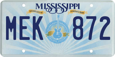 MS license plate MEK872