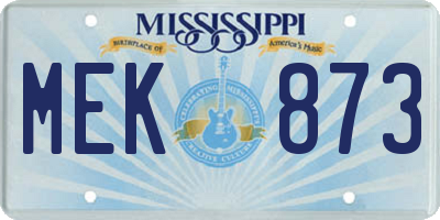 MS license plate MEK873