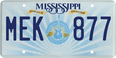 MS license plate MEK877