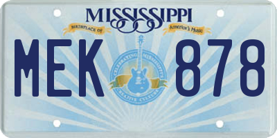 MS license plate MEK878