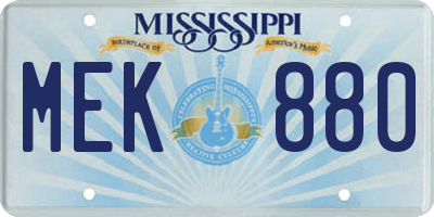MS license plate MEK880