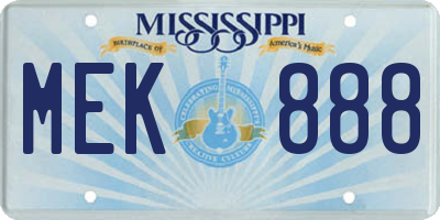 MS license plate MEK888