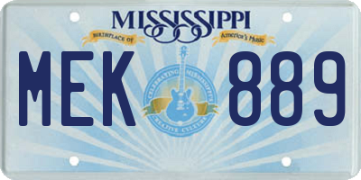 MS license plate MEK889